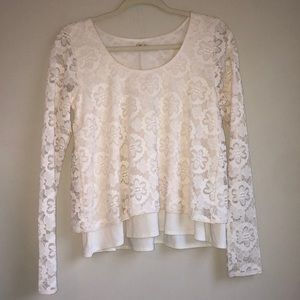 Hollister Flowy White Lace Top